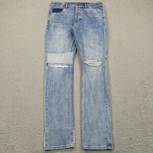Ksubi Chitch Retrograde Thrashed Denim Patchwork Jeans 33x34 Blue Slim Grunge